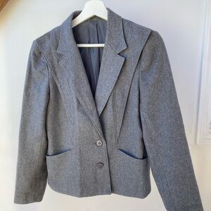 Minimalist Vintage Gray Women's Blazer 80s short boxy